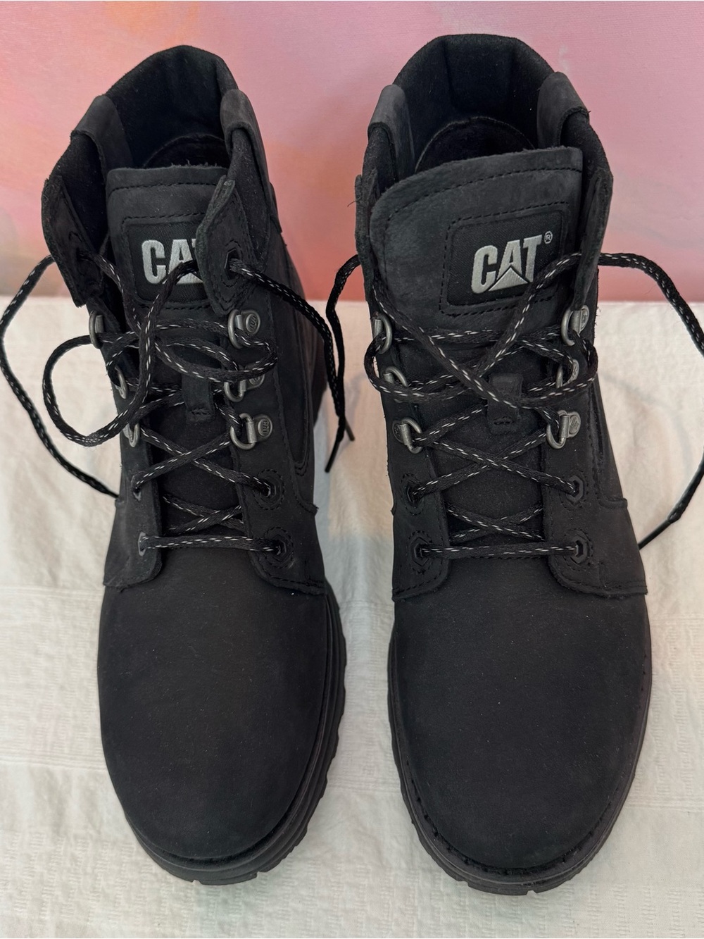 Caterpillar Black Lace-Up Work Boots - Picture 4 of 5